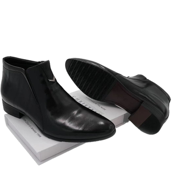 Ανδρικά χειμερινά Chelsea μποτάκια από split δέρμα, σόλα καουτσούκ, μυτερή μύτη, χαμηλό ύψος, επένδυση από συνθετικό βελούδινο ύφασμα