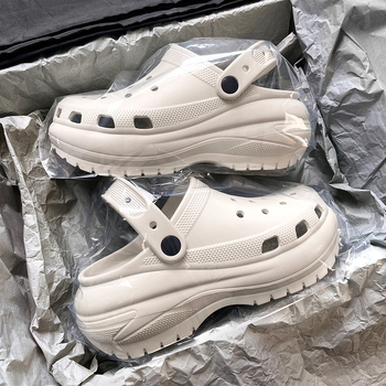 Sieviešu perforētās pludmales sandales, gaisa EVA augšējā daļa un zole, 7 cm neslīdoša platforma