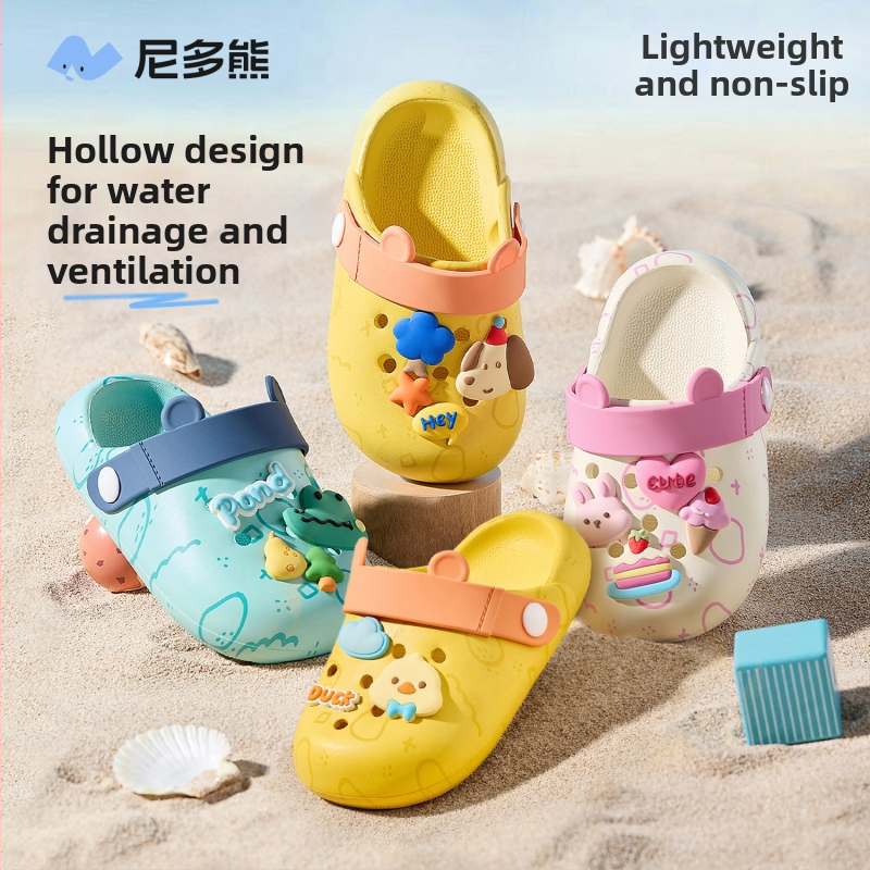 Vaikiški EVA slip-on sandalai su neslidžia minkšta padu, Nidobear Cartoon Paradise, 3-12 metų