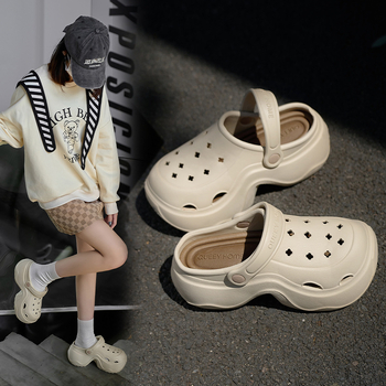 Crocs sandales vasaras 2025, EVA augšējā daļa un EVA zole, zoles biezums 3 cm vai vairāk, pretslīdoša zole, papēža augstums 5–7 cm