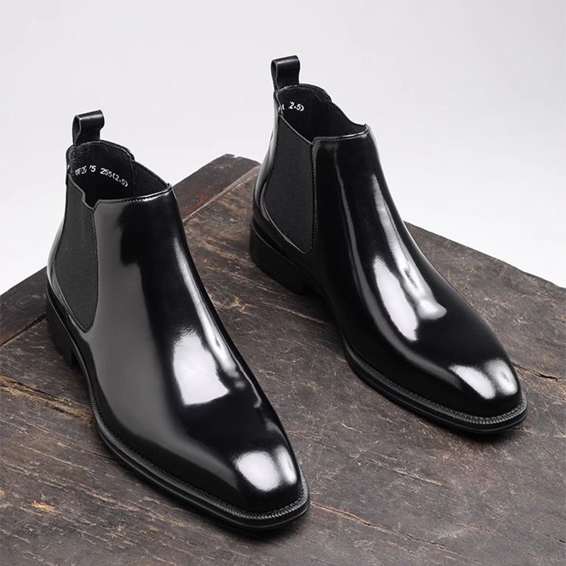 Ανδρικά μαρτίν μποτάκια με βρετανικό στυλ, μεσαίου ύψους, τετράγωνη μύτη, PU άνω, καουτσούκ σόλα, διαπνέοντα, ύψος τακουνιού 3–5 cm, φθινόπωρο