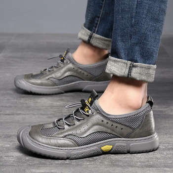 Мъжки ежедневни клогове със смесена горна част, дишащи, остър нос, гумена подметка, лято 2025