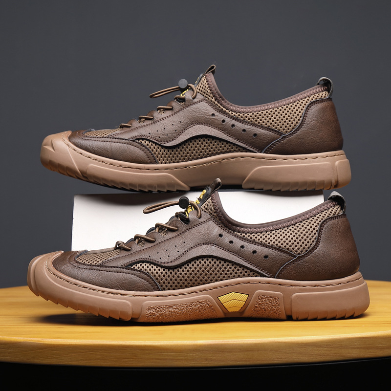 Мъжки ежедневни клогове със смесена горна част, дишащи, остър нос, гумена подметка, лято 2025