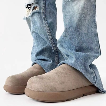 Ανδρικά σανδάλια από split δέρμα, καουτσούκ σόλα, Vulkanized κατασκευή, χαλαρό στυλ