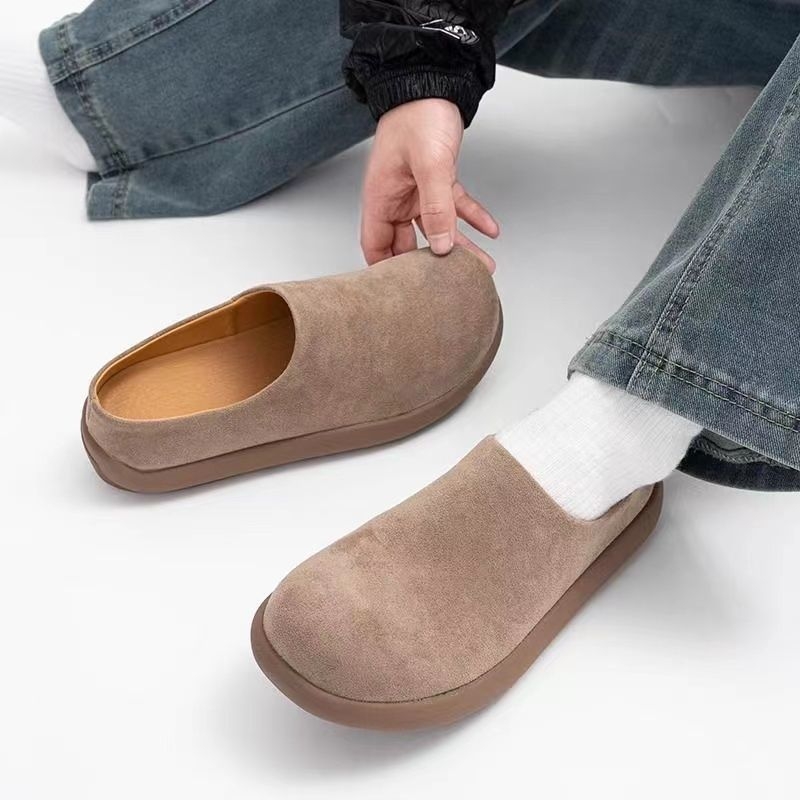 Ανδρικά σανδάλια από split δέρμα, καουτσούκ σόλα, Vulkanized κατασκευή, χαλαρό στυλ