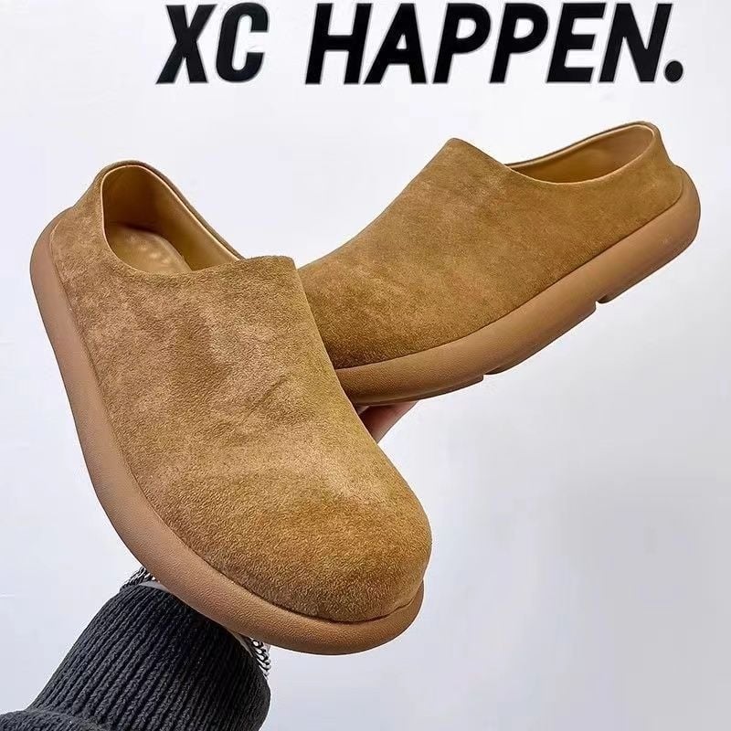 Ανδρικά σανδάλια από split δέρμα, καουτσούκ σόλα, Vulkanized κατασκευή, χαλαρό στυλ