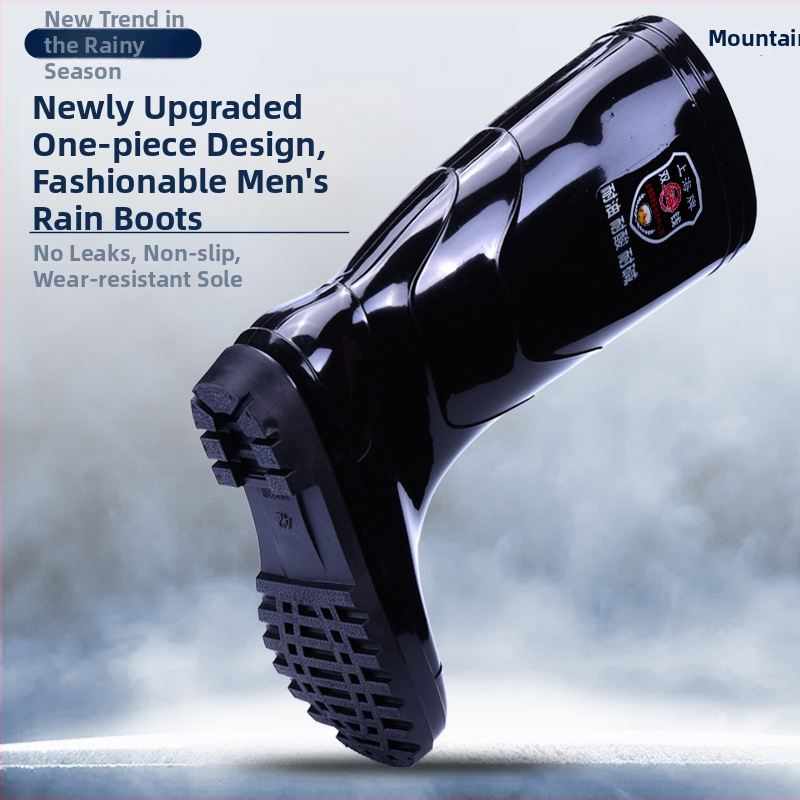 Vīriešu PVC augstās lietus zābaki ar gumijas zoli, ūdensdroši, pretslīdoši, izturīgi pret skābēm un sārmiem