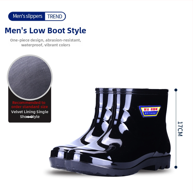 Vīriešu PVC augstās lietus zābaki ar gumijas zoli, ūdensdroši, pretslīdoši, izturīgi pret skābēm un sārmiem