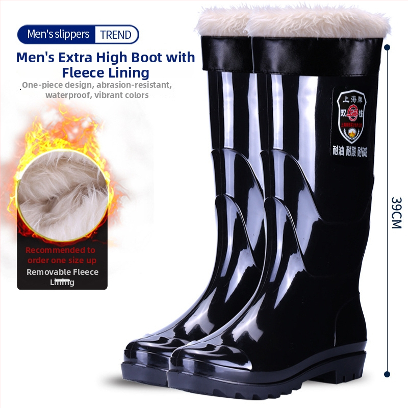 Vīriešu PVC augstās lietus zābaki ar gumijas zoli, ūdensdroši, pretslīdoši, izturīgi pret skābēm un sārmiem