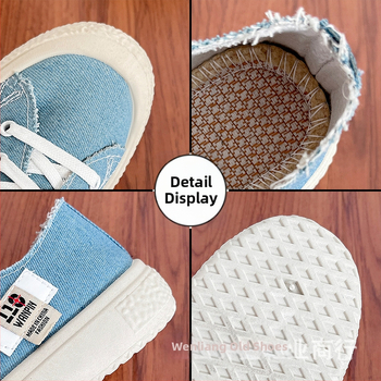 Dámske plátené slip-on tenisky s hrubou podrážkou, okrúhla špička, PVC podrážka, priedušné, jar/leto, voľnočasový štýl