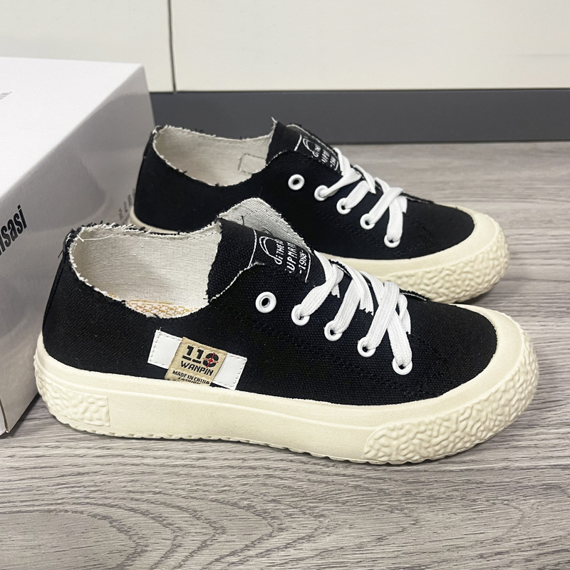 Dámske plátené slip-on tenisky s hrubou podrážkou, okrúhla špička, PVC podrážka, priedušné, jar/leto, voľnočasový štýl