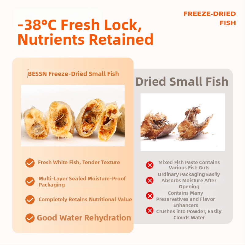 Bessen kilpkonnade toit – sügavkülmutatud kuivatatud väikesed kalad ja kuivatatud alligaatori kilpkonnakommid akvaariumikasvanikele