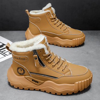 Vyriniai žieminiai Martin bateliai su stora padu, dirbtinė pūkų vidinė danga, šoninis užtrauktukas, vidutinio aukščio, EVA įdėklas