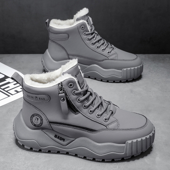 Vyriniai žieminiai Martin bateliai su stora padu, dirbtinė pūkų vidinė danga, šoninis užtrauktukas, vidutinio aukščio, EVA įdėklas