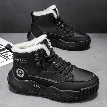 Vyriniai žieminiai Martin bateliai su stora padu, dirbtinė pūkų vidinė danga, šoninis užtrauktukas, vidutinio aukščio, EVA įdėklas