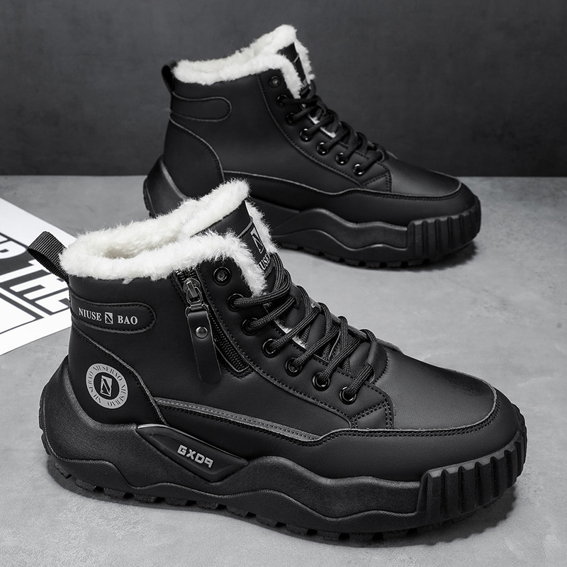 Vyriniai žieminiai Martin bateliai su stora padu, dirbtinė pūkų vidinė danga, šoninis užtrauktukas, vidutinio aukščio, EVA įdėklas