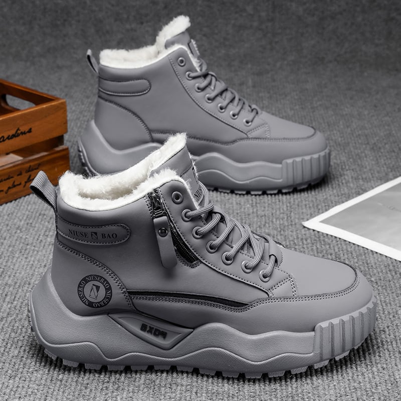 Vyriniai žieminiai Martin bateliai su stora padu, dirbtinė pūkų vidinė danga, šoninis užtrauktukas, vidutinio aukščio, EVA įdėklas