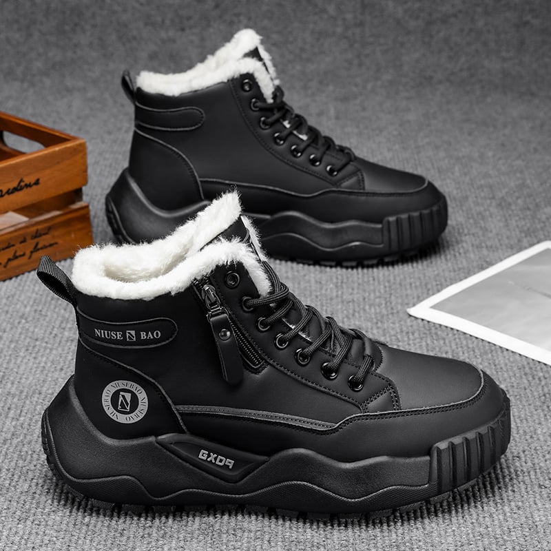 Vyriniai žieminiai Martin bateliai su stora padu, dirbtinė pūkų vidinė danga, šoninis užtrauktukas, vidutinio aukščio, EVA įdėklas