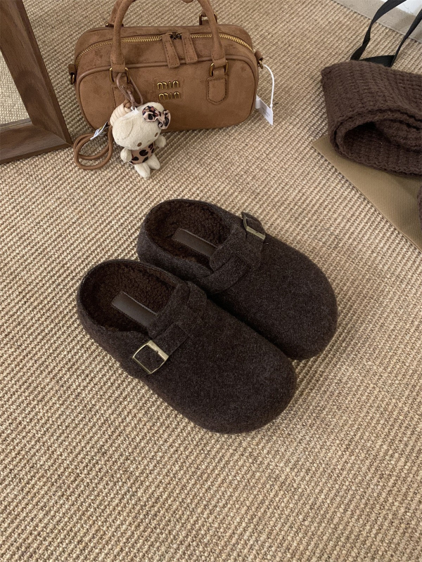 Sievišķīgie velūra loaferi ar mākslīgu kažoku, 5 cm iekšējā augstuma palielinājums, gumijas zole, Korejas stila dizains