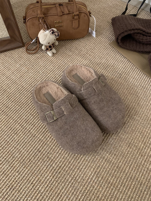 Sievišķīgie velūra loaferi ar mākslīgu kažoku, 5 cm iekšējā augstuma palielinājums, gumijas zole, Korejas stila dizains