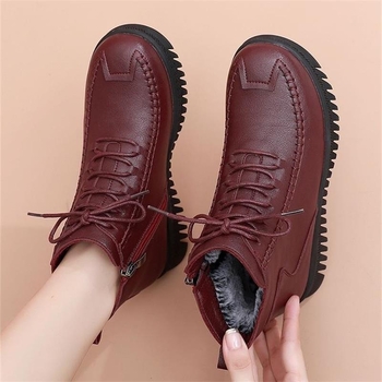 Talvised naiste puuvillased kingad fliisvooderiga, külgmine tõmblukk, ümmarguse ninaga, kunst PU ülemine osa, kummist tald