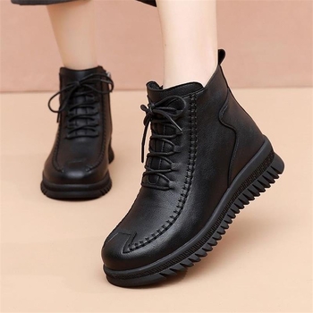 Talvised naiste puuvillased kingad fliisvooderiga, külgmine tõmblukk, ümmarguse ninaga, kunst PU ülemine osa, kummist tald