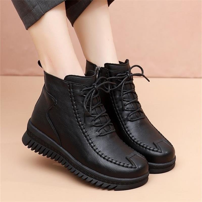 Talvised naiste puuvillased kingad fliisvooderiga, külgmine tõmblukk, ümmarguse ninaga, kunst PU ülemine osa, kummist tald