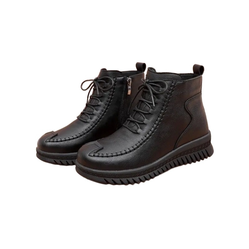 Talvised naiste puuvillased kingad fliisvooderiga, külgmine tõmblukk, ümmarguse ninaga, kunst PU ülemine osa, kummist tald