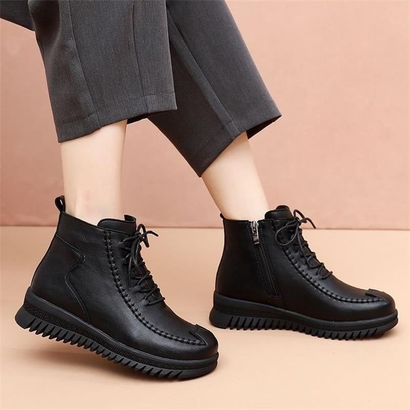 Talvised naiste puuvillased kingad fliisvooderiga, külgmine tõmblukk, ümmarguse ninaga, kunst PU ülemine osa, kummist tald