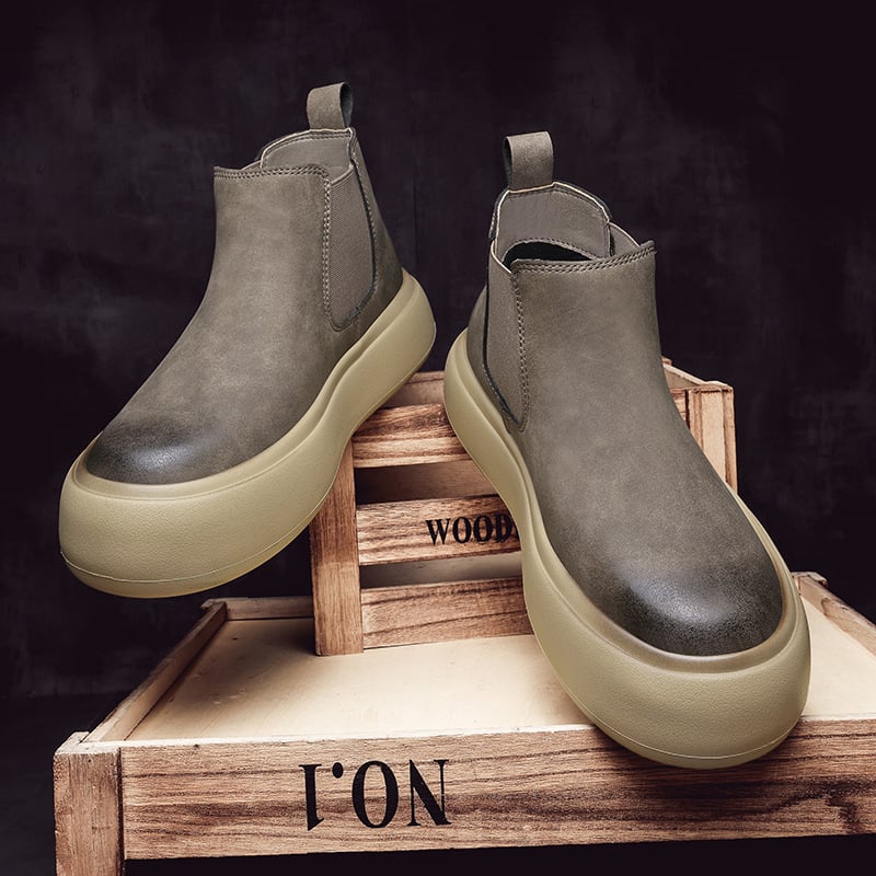 Martin bateliai, britiško stiliaus slip-on Chelsea, viršus iš mikropluošto odos, padas iš gumos putų, žemas nugaros dydis