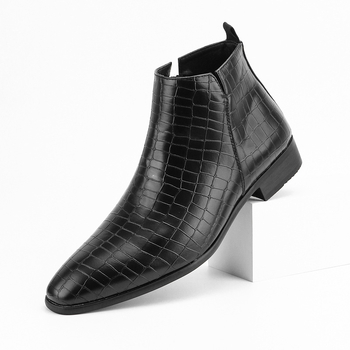 Vyriniai Chelsea batai, kvadratinės nosies, PU viršus, PVC padas, vidutinio aukščio kulnas, žemas kontūras