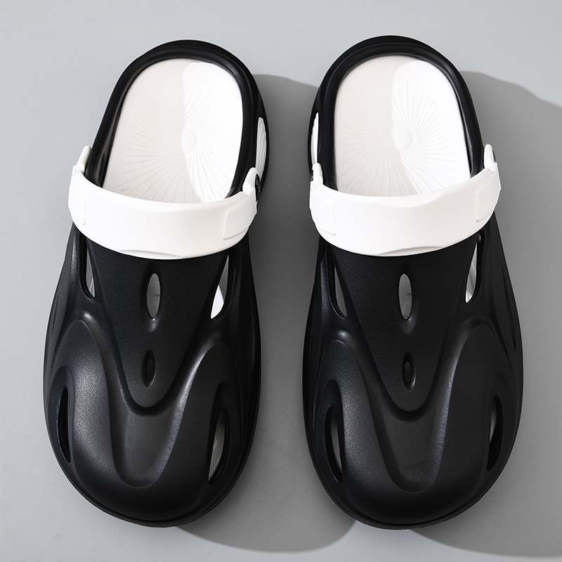 Vyriški EVA sandalai su perforacijomis, uždaryta piršto nosis, kvėpuojantys, atsparūs vandeniui, vienos dalies formavimas, kulno aukštis 3,5 cm