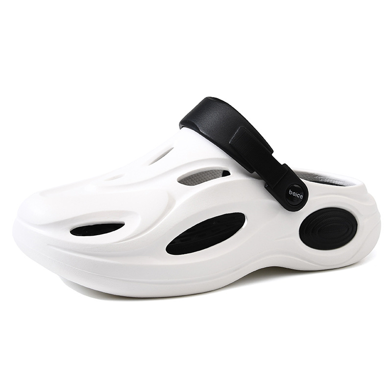 Vyriški EVA sandalai su perforacijomis, uždaryta piršto nosis, kvėpuojantys, atsparūs vandeniui, vienos dalies formavimas, kulno aukštis 3,5 cm