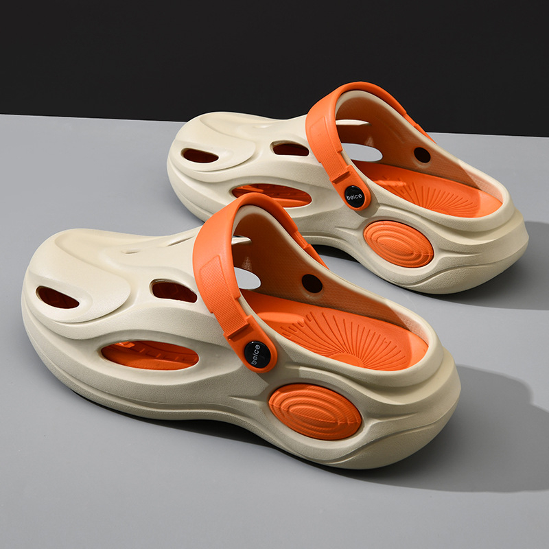 Vyriški EVA sandalai su perforacijomis, uždaryta piršto nosis, kvėpuojantys, atsparūs vandeniui, vienos dalies formavimas, kulno aukštis 3,5 cm