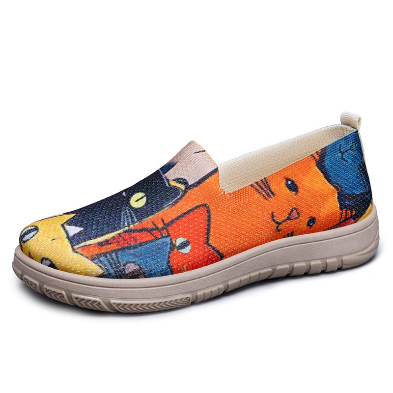 Női tavaszi slip-on vászoncipő, kerek orr, vászon felsőrész, alacsony sarok 1–3 cm, PVC talp