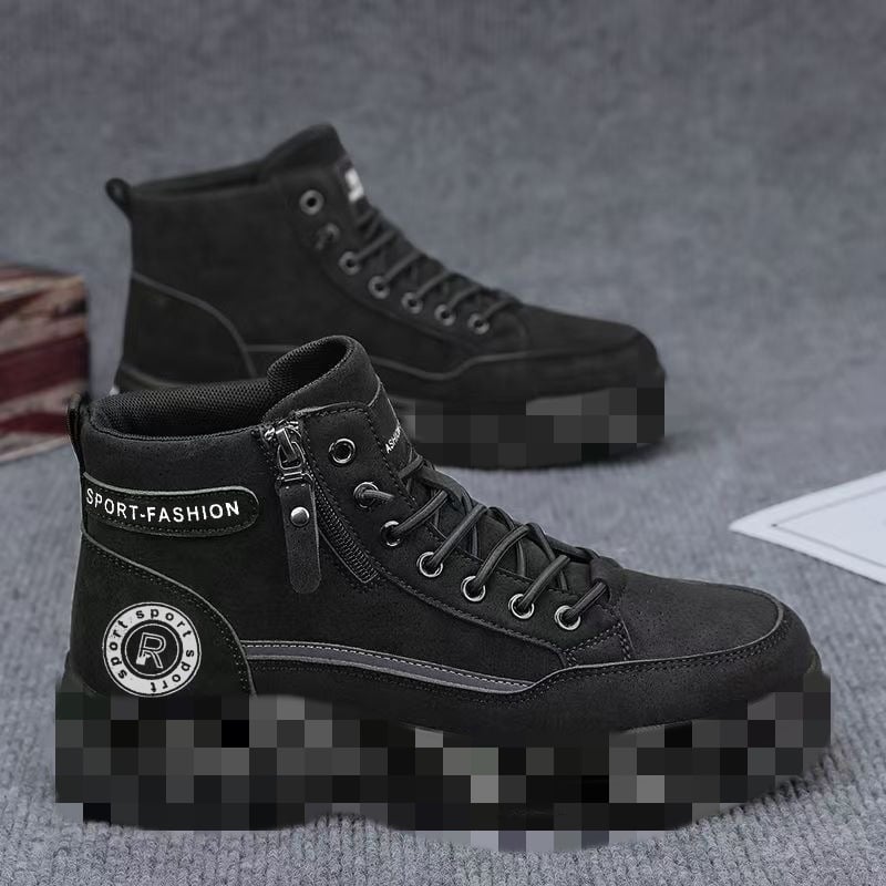 Férfi Martin bakancs mindennapi használatra és kültéri túrákhoz, PU felső rész, PVC talp, középmagas szár, előre fűző, alacsony sarok 1–3 cm