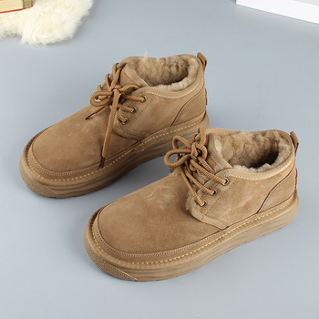 Moterų sniego batai iš nubukinės odos, vidinė avies vilnos įdėklas, gumos pada, žiemai šiluma