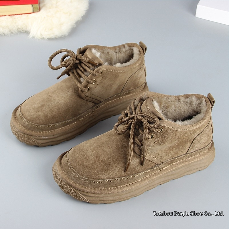 Moterų sniego batai iš nubukinės odos, vidinė avies vilnos įdėklas, gumos pada, žiemai šiluma