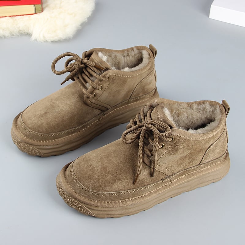 Moterų sniego batai iš nubukinės odos, vidinė avies vilnos įdėklas, gumos pada, žiemai šiluma