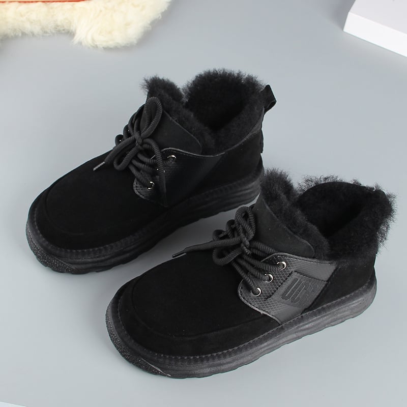 Moterų sniego batai iš nubukinės odos, vidinė avies vilnos įdėklas, gumos pada, žiemai šiluma
