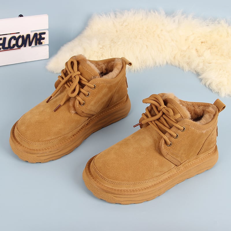 Moterų sniego batai iš nubukinės odos, vidinė avies vilnos įdėklas, gumos pada, žiemai šiluma