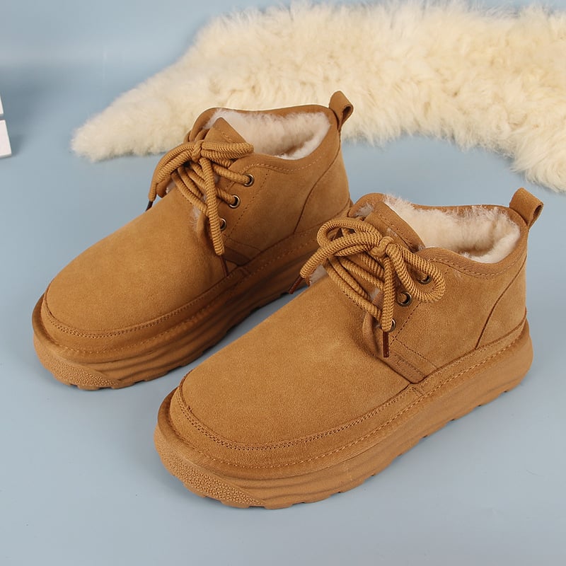 Moterų sniego batai iš nubukinės odos, vidinė avies vilnos įdėklas, gumos pada, žiemai šiluma