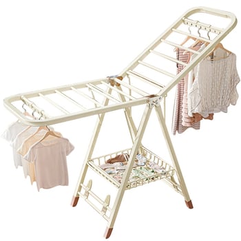 Grindų stovinti drabužių džiovyklė – dviejų stulpų, storintas anglies plienas, sulankstoma, mobilus, vidaus ir lauko balkonui, modelis 7945