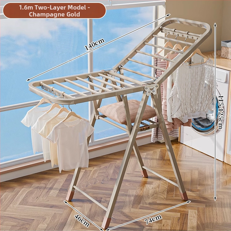 Grindų stovinti drabužių džiovyklė – dviejų stulpų, storintas anglies plienas, sulankstoma, mobilus, vidaus ir lauko balkonui, modelis 7945