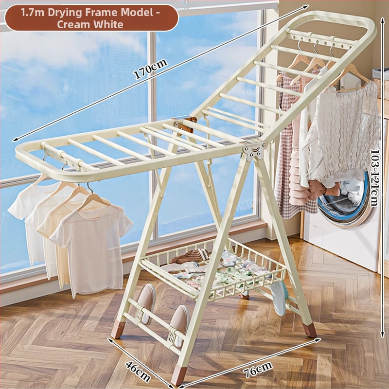 Grindų stovinti drabužių džiovyklė – dviejų stulpų, storintas anglies plienas, sulankstoma, mobilus, vidaus ir lauko balkonui, modelis 7945