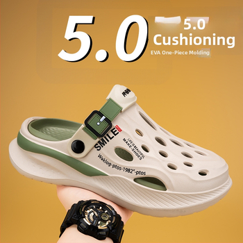 Vyriskiai vasariniai EVA sandalai, slip-on, apvalus nosis, 2 cm kulnas