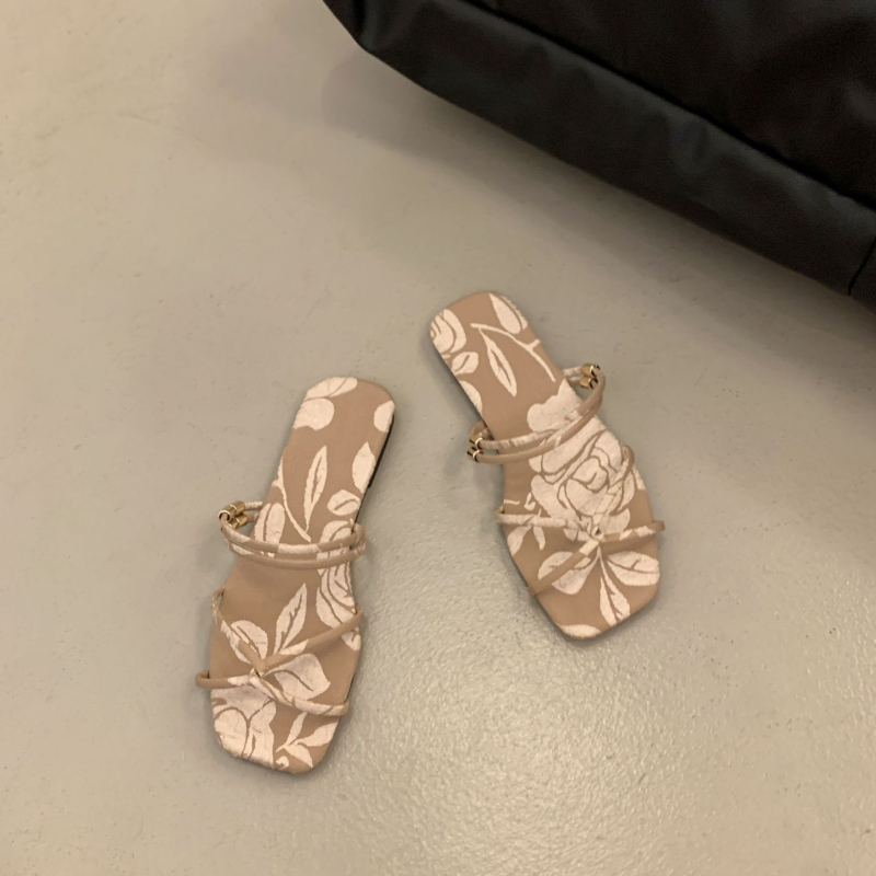 Sandales ar plakanu zoli un kvadrātveida purngalu, PU augšdaļa, PU zole, auduma odere