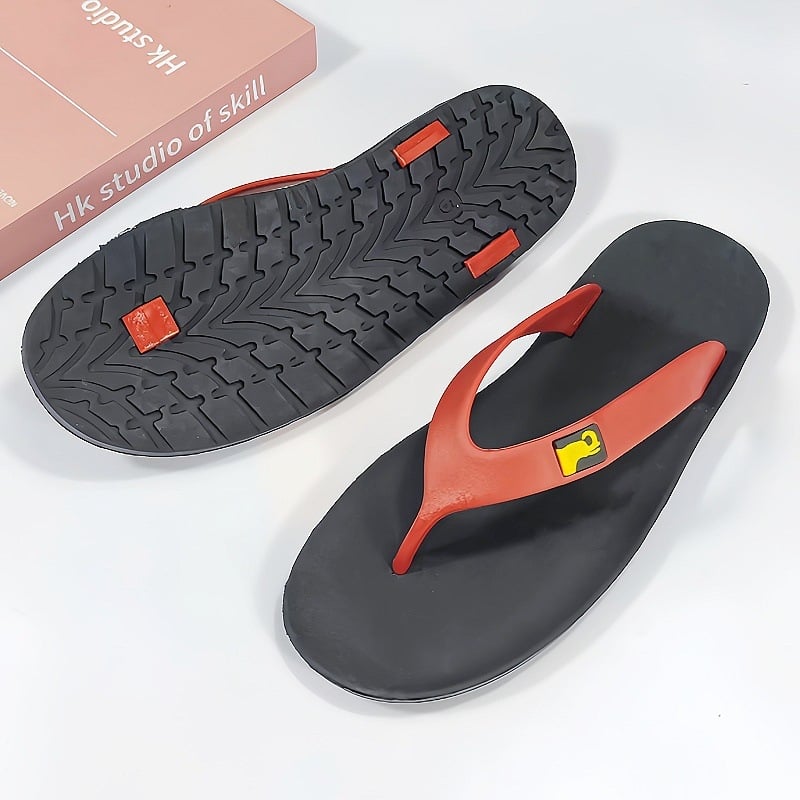 Férfi flip-flopok, nyitott lábujjak, strand-stílus, PVC felső rész, vulkanizált gumitalp, csúszásmentes, gyorsan száradó, könnyű