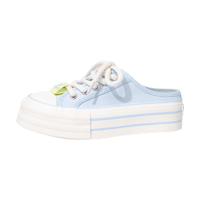 Drobės bateliai su stora padas, kvėpuojantys, raišteliai, žemas viršus, vasarinė avalynė