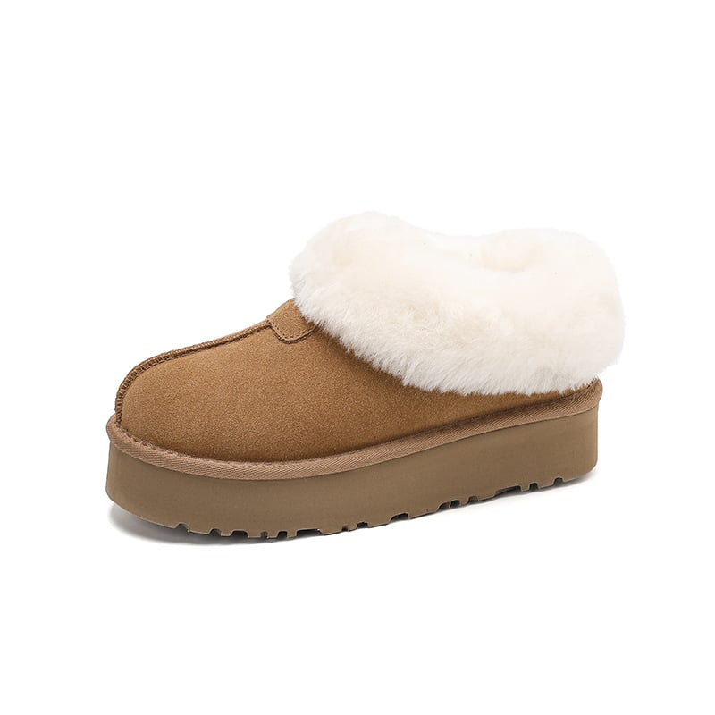 Sieviešu ziemas zābaki no īstas ādas ar bieza zole, vilnas iekšpuse, potītes augstums zemāks, 4 cm papēdis, EVA zole